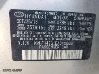 2014 Hyundai Azera Limited with VIN KMHFH4JG1EA340888, listed as a Copart auction lot 69522234 with 0 mi miles and Salvage Title. Bid and sale history available at carsss.com. Image 12.
