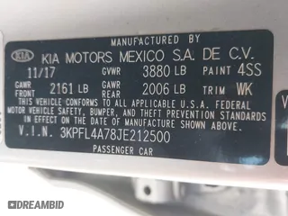2018 Kia Forte LX with VIN 3KPFL4A78JE212500, listed as a IAAI auction lot 41985165 with 94,462 mi miles. Bid and sale history available at carsss.com. Image 9.