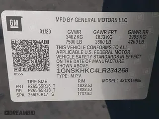 2020 Chevrolet Suburban LT with VIN 1GNSKHKC4LR234268, listed as a IAAI auction lot 41701431 with 33,152 mi miles. Bid and sale history available at carsss.com. Image 9.