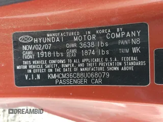 2008 Hyundai Accent GS with VIN KMHCM36C88U068079, listed as a Copart auction lot 47490165 with 196,818 mi miles and Salvage Title. Bid and sale history available at carsss.com. Image 12.