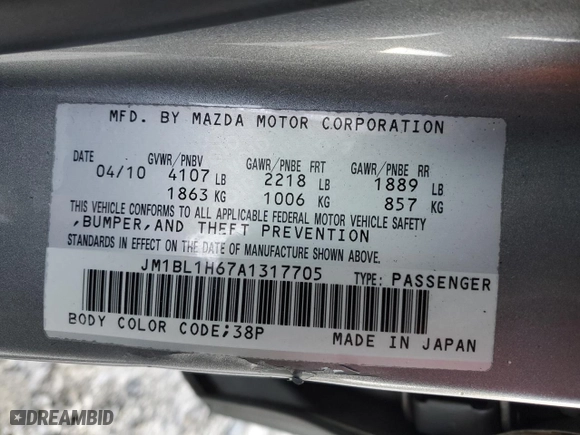 2010 Mazda Mazda3 s Sport with VIN JM1BL1H67A1317705, listed as a Copart auction lot 89244465 with 184,081 mi miles and Salvage Title. Bid and sale history available at carsss.com. Image 14.