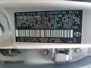 2014 Toyota Prius One with VIN JTDKDTB37E1566907, listed as a Copart auction lot 53697695 with 118,125 mi miles and Salvage Title. Bid and sale history available at DreamBid. Image 12.