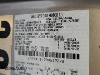2003 Ford Windstar LX with VIN 2FMZA51473BB17270, listed as a Copart auction lot 75998074 with 107,823 mi miles and Clean Title. Bid and sale history available at carsss.com. Image 13.