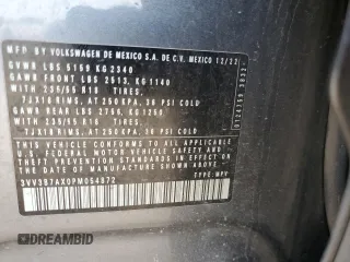 2023 Volkswagen Tiguan SE with VIN 3VV3B7AX0PM054872, listed as a Copart auction lot 53662845 with 55,240 mi miles and Salvage title. Bid and sale history available at DreamBid. Image 13.