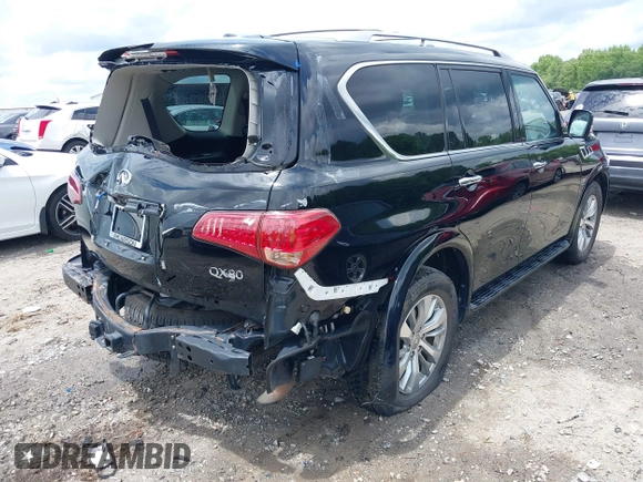 2017 Infiniti QX80 Signature Edition with VIN JN8AZ2NE9H9152154, listed as a IAAI auction lot 42457572 with 108,080 mi miles and . Bid and sale history available at DreamBid. Image 4.