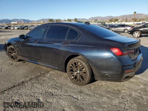 2021 BMW 7 Series 740i with VIN WBA7T2C01MCF72583, listed as a Copart auction lot 88601095 with 57,227 mi miles and Salvage title. Bid and sale history available at DreamBid. Image 2.