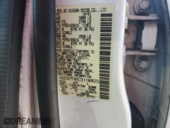 2002 Nissan Frontier SE z VIN 1N6ED27T42C319065, wystawiony jako Copart lot #74206474 z przebiegiem 147 724 mil mil oraz Szkoda całkowita • Salvage title. Historia ofert i sprzedaży dostępna na DreamBid. Obrazek 12.