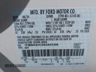2025 Ford Explorer Platinum z VIN 1FMWK8HC0SGA53398, wystawiony jako IAAI lot #41999876 z przebiegiem 3 319 mil mil oraz . Historia ofert i sprzedaży dostępna na DreamBid. Obrazek 9.