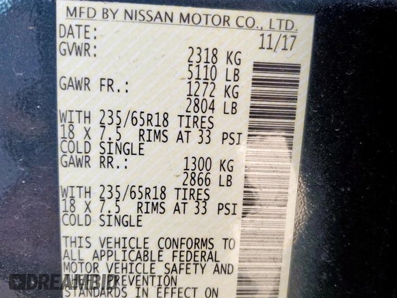 2018 Nissan Murano SL z VIN 5N1AZ2MG4JN109087, wystawiony jako Copart lot #57267565 z przebiegiem 86 388 mil mil oraz Szkoda całkowita • Salvage title. Historia ofert i sprzedaży dostępna na DreamBid. Obrazek 14.