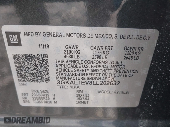 2020 GMC Terrain SLE z VIN 3GKALTEV8LL202632, wystawiony jako IAAI lot #42008965 z przebiegiem 113 744 mil mil oraz . Historia ofert i sprzedaży dostępna na DreamBid. Obrazek 9.