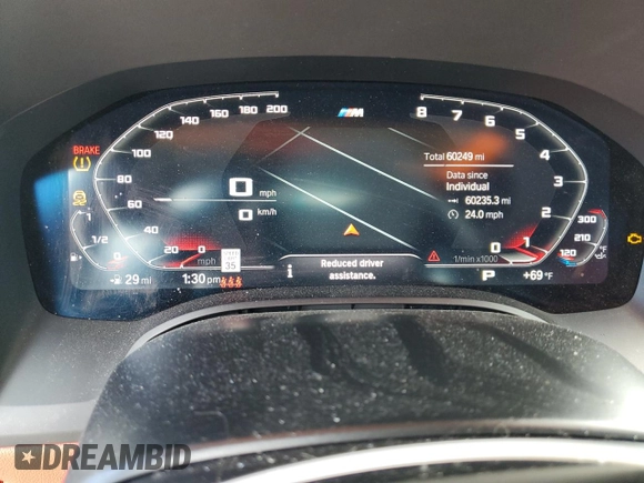 2021 BMW 8 Series M850i with VIN WBAGV8C04MCF56486, listed as a Copart auction lot 55991015 with 60,249 mi miles and Salvage title. Bid and sale history available at DreamBid. Image 9.