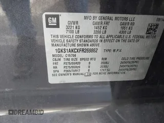 2015 GMC Yukon SLE with VIN 1GKS1AKCXFR269862, listed as a IAAI auction lot 41784763 with 156,286 mi miles. Bid and sale history available at carsss.com. Image 9.
