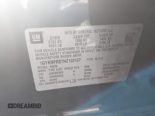 2017 Cadillac XT5 Platinum AWD z VIN 1GYKNFRS7HZ103127, wystawiony jako IAAI lot #41830037 z przebiegiem 82 480 mil mil oraz . Historia ofert i sprzedaży dostępna na DreamBid. Obrazek 9.
