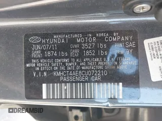 2012 Hyundai Accent GLS with VIN KMHCT4AE8CU072210, listed as a IAAI auction lot 41881546 with 69,646 mi miles. Bid and sale history available at carsss.com. Image 9.