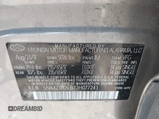 2018 Hyundai Santa Fe 2.4L z VIN 5NMZUDLB7JH077241, wystawiony jako IAAI lot #42135854 z przebiegiem 59 819 mil mil oraz . Historia ofert i sprzedaży dostępna na DreamBid. Obrazek 9.