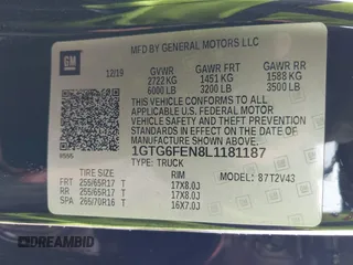 2020 GMC Canyon 4WD All Terrain with VIN 1GTG6FEN8L1181187, listed as a IAAI auction lot 42045207 with 76,249 mi miles and . Bid and sale history available at carsss.com. Image 9.