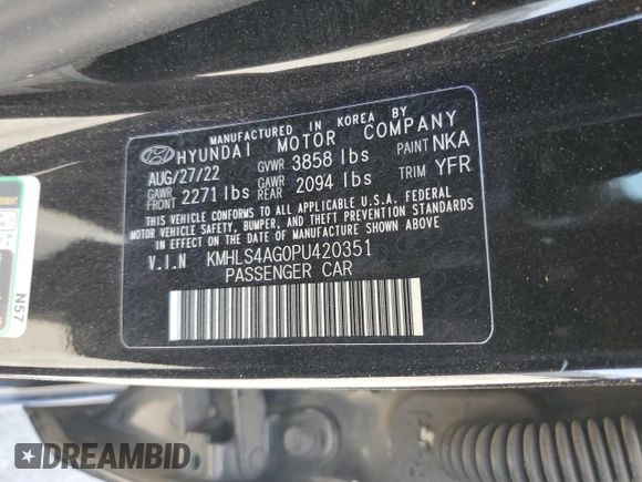 2023 Hyundai Elantra SEL with VIN KMHLS4AG0PU420351, listed as a Copart auction lot 59852415 with 31,254 mi miles and Salvage title. Bid and sale history available at DreamBid. Image 12.
