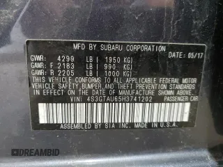 2017 Subaru Impreza Limited with VIN 4S3GTAU65H3741202, listed as a Copart auction lot 56277185 with 52,048 mi miles and Salvage title. Bid and sale history available at DreamBid. Image 12.