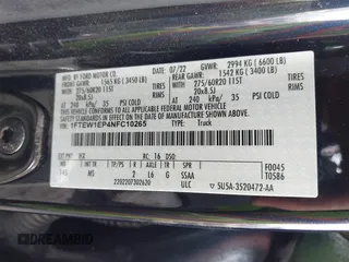 2022 Ford F-150 XL z VIN 1FTEW1EP4NFC10265, wystawiony jako IAAI lot #41698502 z przebiegiem 48 349 mil mil oraz . Historia ofert i sprzedaży dostępna na DreamBid. Obrazek 9.