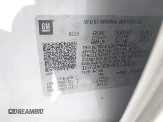2019 GMC Canyon 2WD SLE with VIN 1GTG5CEN7K1272175, listed as a IAAI auction lot 39595139 with 1 mi miles. Bid and sale history available at carsss.com. Image 9.