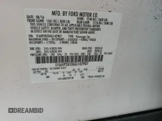 2016 Ford Taurus SHO with VIN 1FAHP2KT0GG142907, listed as a Copart auction lot 53118925 with 46,751 mi miles and Salvage title. Bid and sale history available at DreamBid. Image 12.