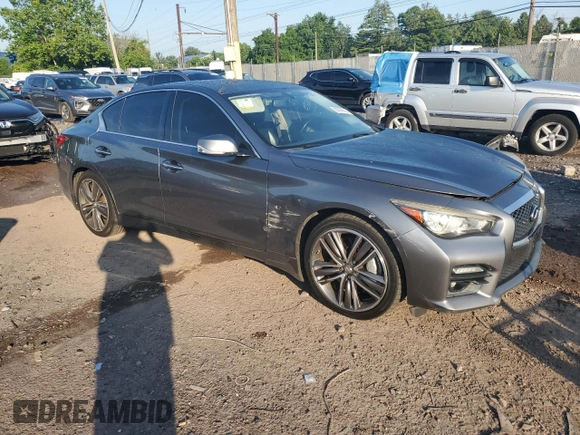 2015 Infiniti Q50 Sport with VIN JN1BV7AR2FM414563, listed as a Copart auction lot 62896535 with 133,924 mi miles and Salvage title. Bid and sale history available at DreamBid. Image 4.