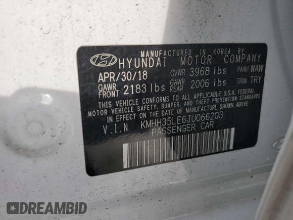 2018 Hyundai Elantra GT with VIN KMHH35LE6JU066203, listed as a Copart auction lot 73211344 with 57,361 mi miles and Salvage Title. Bid and sale history available at carsss.com. Image 13.