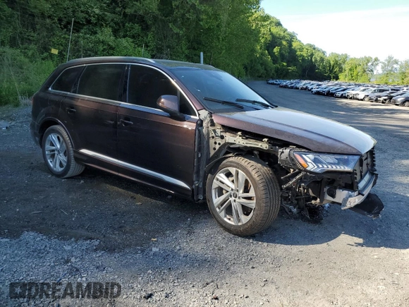 2021 Audi Q7 Premium Plus with VIN WA1LJAF73MD015377, listed as a Copart auction lot 57135695 with 58,432 mi miles and Salvage title. Bid and sale history available at DreamBid. Image 4.