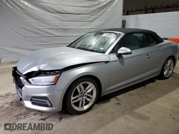2019 Audi A5 Cabriolet Premium Plus z VIN WAUYNGF56KN001933, wystawiony jako Copart lot #51935825 z przebiegiem 74 626 mil mil oraz Szkoda całkowita • Salvage title. Historia ofert i sprzedaży dostępna na DreamBid. Obrazek 1.