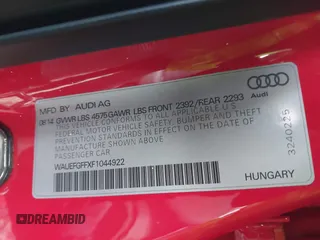 2015 Audi A3 2.0T Premium Plus with VIN WAUEFGFFXF1044922, listed as a IAAI auction lot 41709772 with 77,700 mi miles. Bid and sale history available at carsss.com. Image 9.