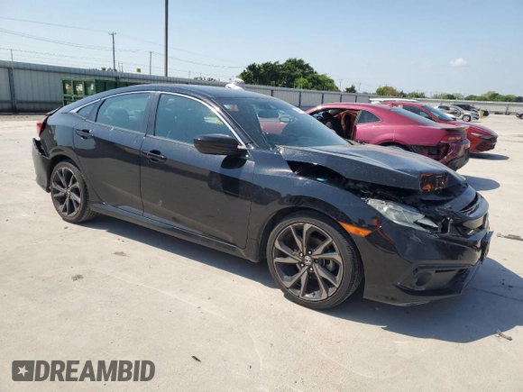 2019 Honda Civic Sport with VIN 19XFC2F81KE045324, listed as a Copart auction lot 53576965 with 110,836 mi miles and Salvage title. Bid and sale history available at DreamBid. Image 4.