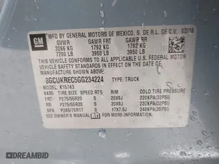 2016 Chevrolet Silverado 1500 LT with VIN 3GCUKREC5GG234224, listed as a IAAI auction lot 41833844 with 122,849 mi miles. Bid and sale history available at carsss.com. Image 9.