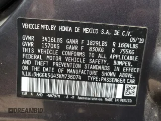 2019 Honda Fit LX with VIN 3HGGK5G43KM736074, listed as a Copart auction lot 84962294 with 120,809 mi miles and Non Repairable. Bid and sale history available at DreamBid. Image 12.