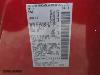 2014 Nissan Pathfinder S with VIN 5N1AR2MM8EC722644, listed as a IAAI auction lot 41986680 with 147,215 mi miles. Bid and sale history available at carsss.com. Image 9.