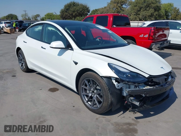 2023 Tesla Model 3 with VIN 5YJ3E1EA9PF585632, listed as a IAAI auction lot 40520993 with 7,775 mi miles and . Bid and sale history available at DreamBid. Image 1.