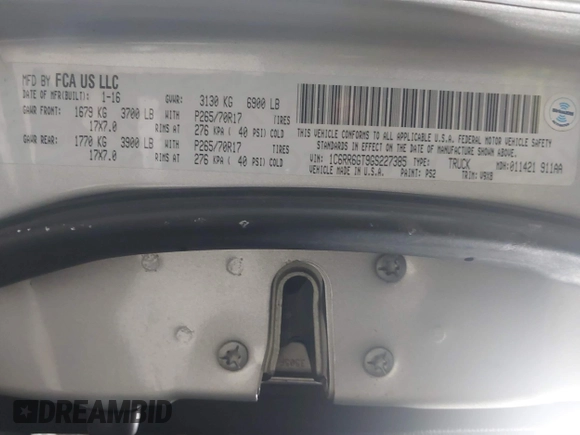 2016 Ram 1500 SLT with VIN 1C6RR6GT9GS227385, listed as a IAAI auction lot 41279004 with 130,554 mi miles and . Bid and sale history available at DreamBid. Image 9.