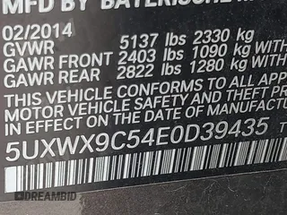 2014 BMW X3 xDrive28i with VIN 5UXWX9C54E0D39435, listed as a IAAI auction lot 42095301 with Not Provided miles and . Bid and sale history available at DreamBid. Image 9.