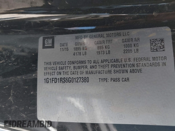 2016 Chevrolet Camaro 2LT z VIN 1G1FD1RS6G0127380, wystawiony jako IAAI lot #41984666 z przebiegiem 228 802 mil mil oraz . Historia ofert i sprzedaży dostępna na DreamBid. Obrazek 9.