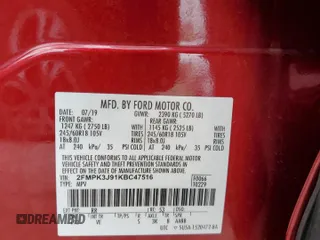 2019 Ford Edge SEL z VIN 2FMPK3J91KBC47516, wystawiony jako Copart lot #57580494 z przebiegiem 53 256 mil mil oraz Szkoda całkowita • Salvage title. Historia ofert i sprzedaży dostępna na DreamBid. Obrazek 12.