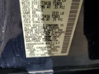 2008 Nissan Frontier SE with VIN 1N6AD07U58C407157, listed as a Copart auction lot 54694315 with 174,465 mi miles and Salvage title. Bid and sale history available at DreamBid. Image 12.
