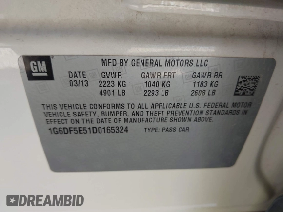 2013 Cadillac CTS Luxury with VIN 1G6DF5E51D0165324, listed as a IAAI auction lot 42099692 with 163,758 mi miles and . Bid and sale history available at DreamBid. Image 9.