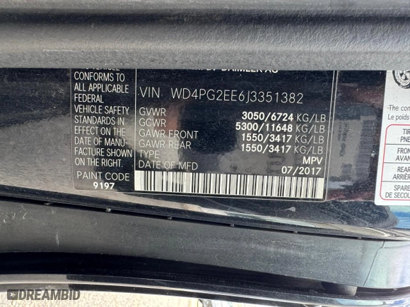 2018 Mercedes-Benz Metris Passenger Van with VIN WD4PG2EE6J3351382, listed as a Copart auction lot 57672754 with 182,634 mi miles and Clean Title. Bid and sale history available at carsss.com. Image 10.