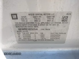 2016 Chevrolet Silverado 1500 Custom with VIN 1GCVKPEC1GZ322549, listed as a IAAI auction lot 41789704 with 162,953 mi miles. Bid and sale history available at carsss.com. Image 9.