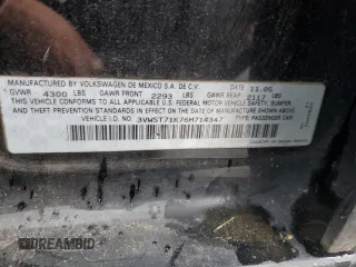 2006 Volkswagen Jetta 1.9L TDI z VIN 3VWST71K76M714347, wystawiony jako Copart lot #57715295 z przebiegiem 258 561 mil mil oraz Czysty tytuł • Clean title. Historia ofert i sprzedaży dostępna na DreamBid. Obrazek 12.