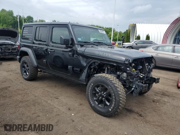 2022 Jeep Wrangler Unlimited Willys with VIN 1C4HJXDN4NW130060, listed as a Copart auction lot 58539485 with 39,930 mi miles and Salvage title. Bid and sale history available at DreamBid. Image 4.