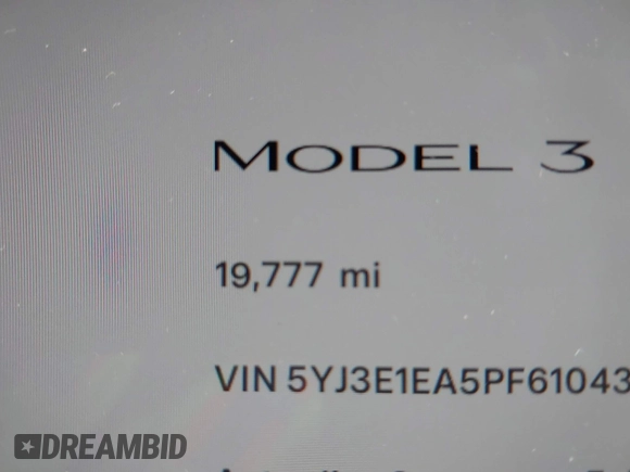 2023 Tesla Model 3 with VIN 5YJ3E1EA5PF610431, listed as a IAAI auction lot 42087181 with 19,777 mi miles and . Bid and sale history available at carsss.com. Image 15.