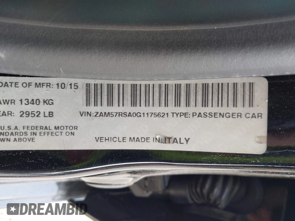 2016 Maserati Ghibli S z VIN ZAM57RSA0G1175621, wystawiony jako IAAI lot #42055212 z przebiegiem 52 731 mil mil oraz . Historia ofert i sprzedaży dostępna na DreamBid. Obrazek 9.