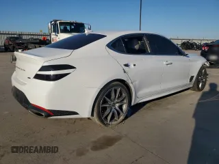 2022 Genesis G70 3.3T with VIN KMTG54TE5NU094831, listed as a Copart auction lot 83879004 with 57,449 mi miles and Salvage Title. Bid and sale history available at DreamBid. Image 3.