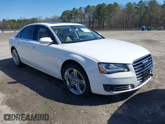 2013 Audi A8 L 3.0L with VIN WAURGAFD8DN033742, listed as a IAAI auction lot 41775363 with 101,610 mi miles. Bid and sale history available at carsss.com. Image 1.