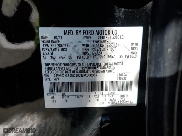 2012 Ford Edge SE with VIN 2FMDK3GC6CBA33287, listed as a Copart auction lot 50509945 with 168,128 mi miles and Non Repairable. Bid and sale history available at carsss.com. Image 14.